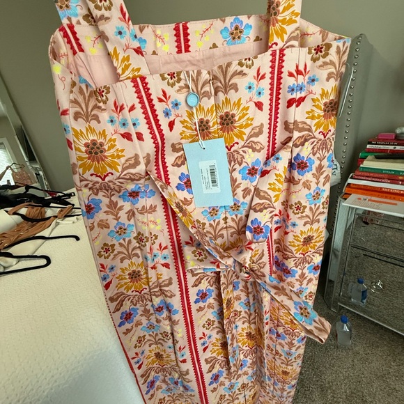 Hill House Pink Floral Midi Dress with Blue and Yellow Accents - Picture 4 of 5